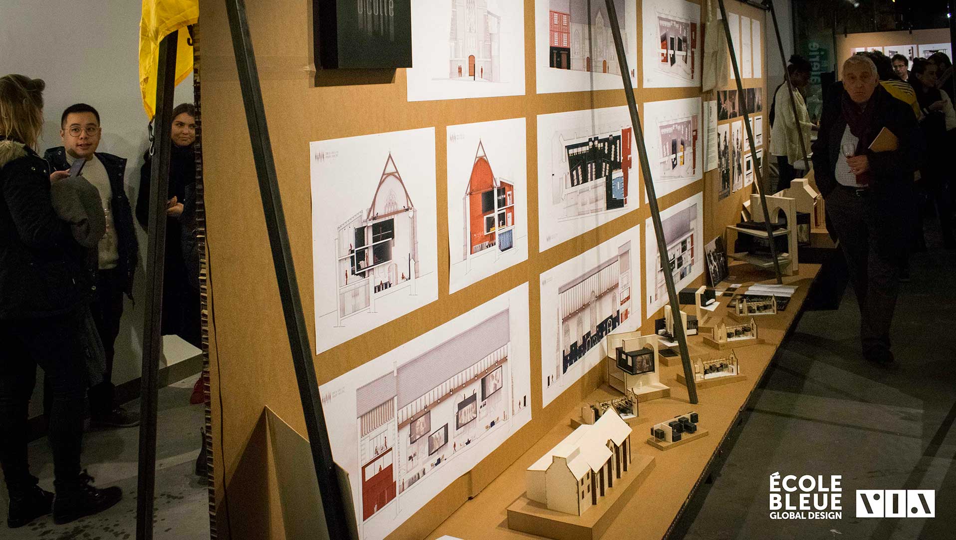 exposition au v.i.a des travaux d’étudiants en architecture d'intérieure diplôme design global 2017